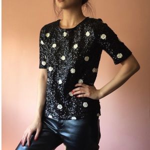 JCrew Polka Dot Sequin Top Size Medium
